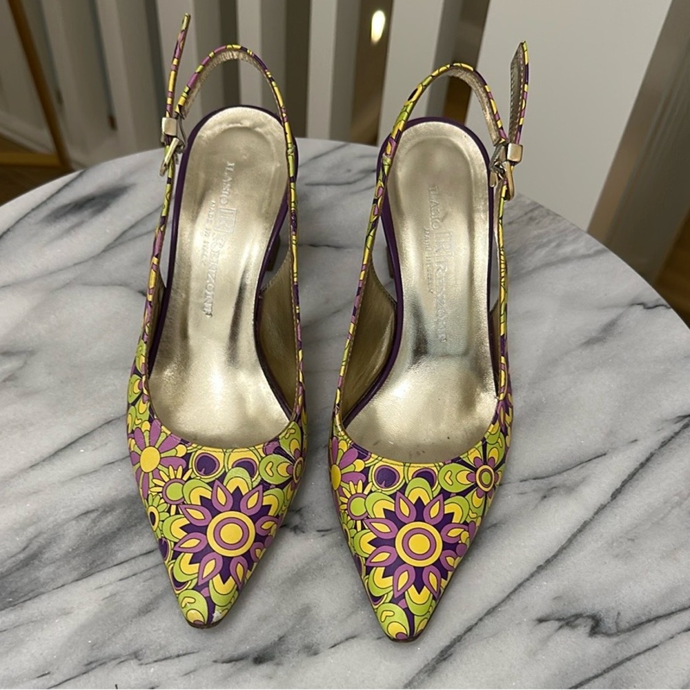 Vibrant Floral Slingback Heels